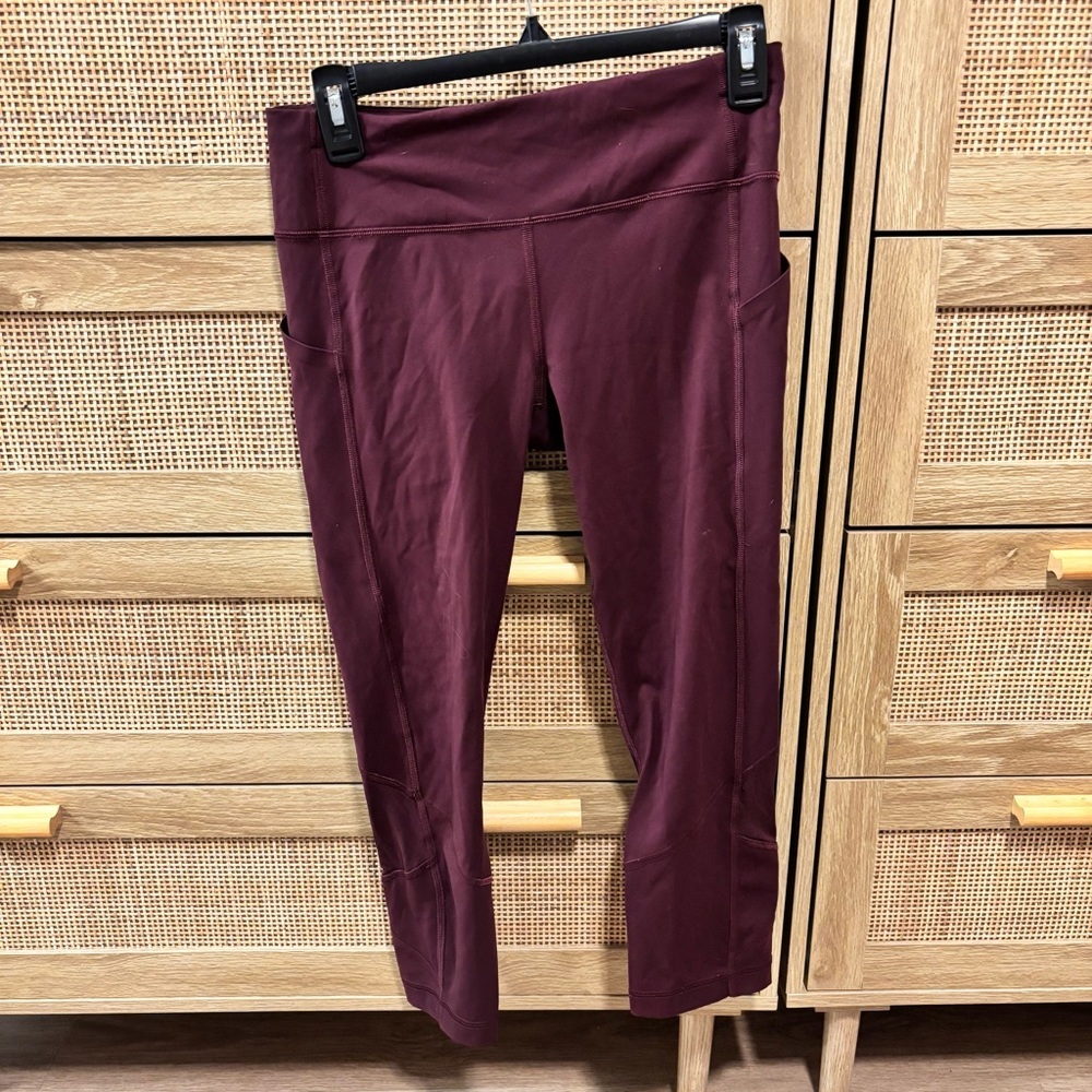 Lululemon Athletica Maroon Cropped Leggings